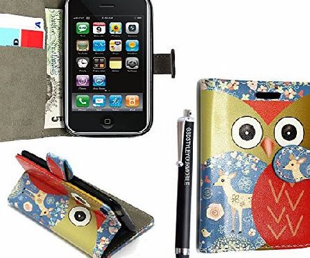 STYLE YOUR MOBILE LIMITED GSDSTYLEYOURMOBILE {TM} APPLE IPOD TOUCH 4 4TH GEN PRINTED PU LEATHER FLIP CASE COVER STYLUS (Design 01 Multi Owls Book)